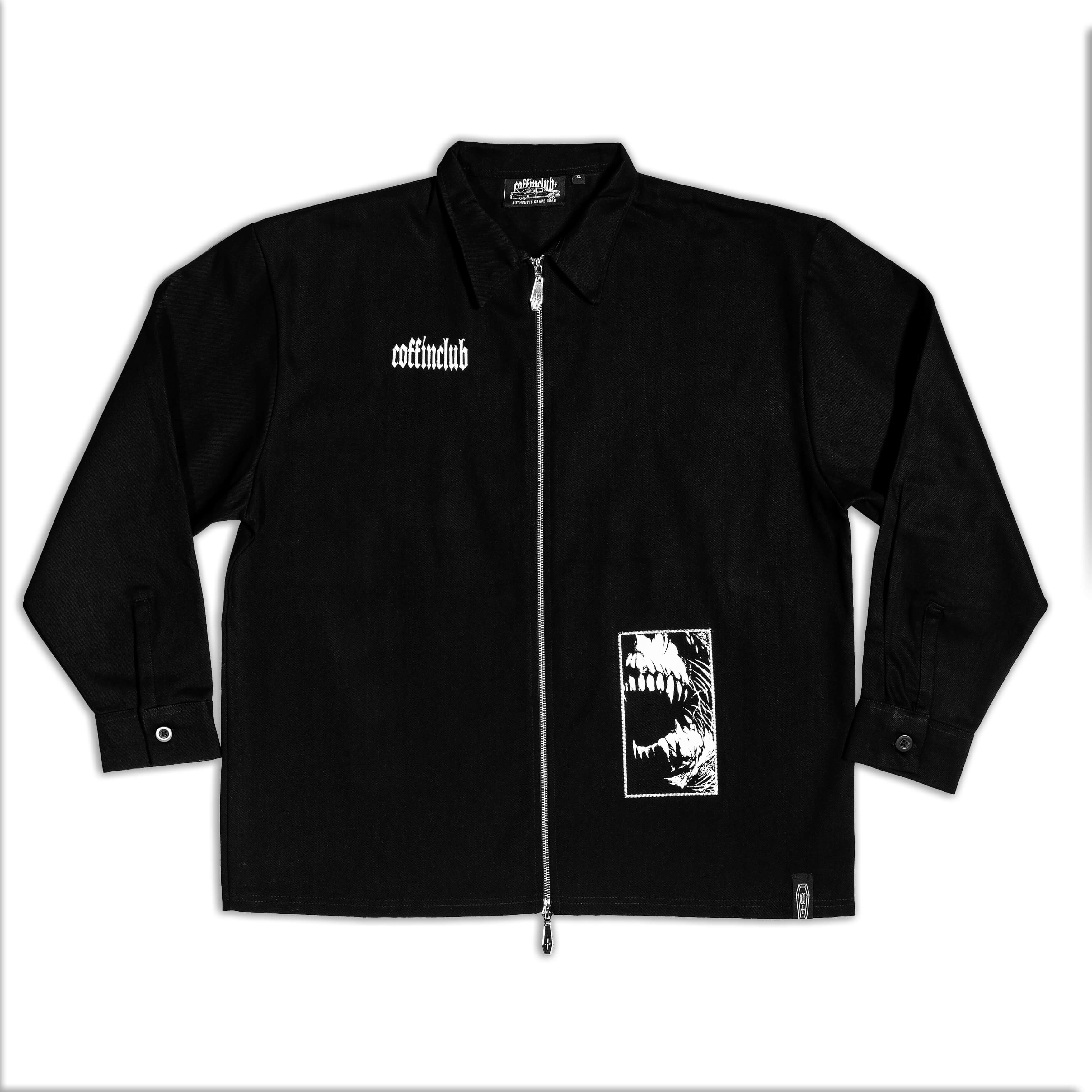 Death Wish Black Denim Zip-Hemd